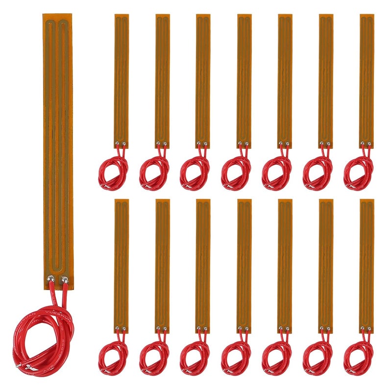 XIITIA 15pcs 10mmx93mm Film Heater Plate Adhesive Pad, PI Heating Elements Film 12V 12W Strip Heater Adhesive Polyimide Heater Plate (12V 12W 10mmx93mm) - Image 1